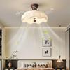 Vintage Song-Style Ceiling Fan Light with Printed Fabric Shade for Bedroom and Dining Room