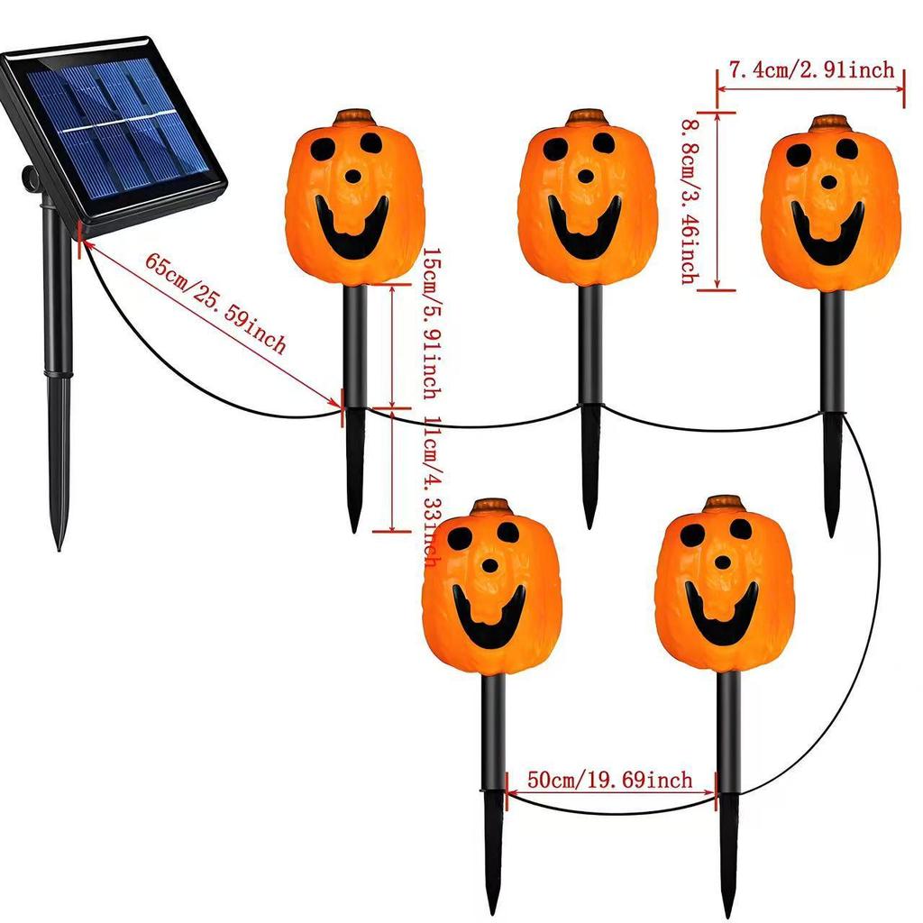 Solar-Powered Halloween Pumpkin Skeleton Ground Lights - Waterproof Outdoor Garden Decor
