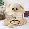 Sunscreen Rabbit Ear Sunshade Straw Hat Ear Moving Solid Color Bunny Sunshade Hat Bucket Hat UPF50+ Children Straw Hat Holiday