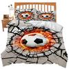3D Soccer Duvet Cover Set Boys Football Bedding Set Ball Sport Theme Comforter Cover Polyester Geometric Hexagon Bedspread Cover