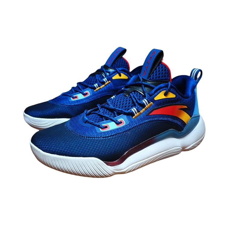 New Anta Shock Absorbers With Slip Resistant And Abrasion Resistant Properties Low Top Basketball Shoes Men's Blue 112141643S-1