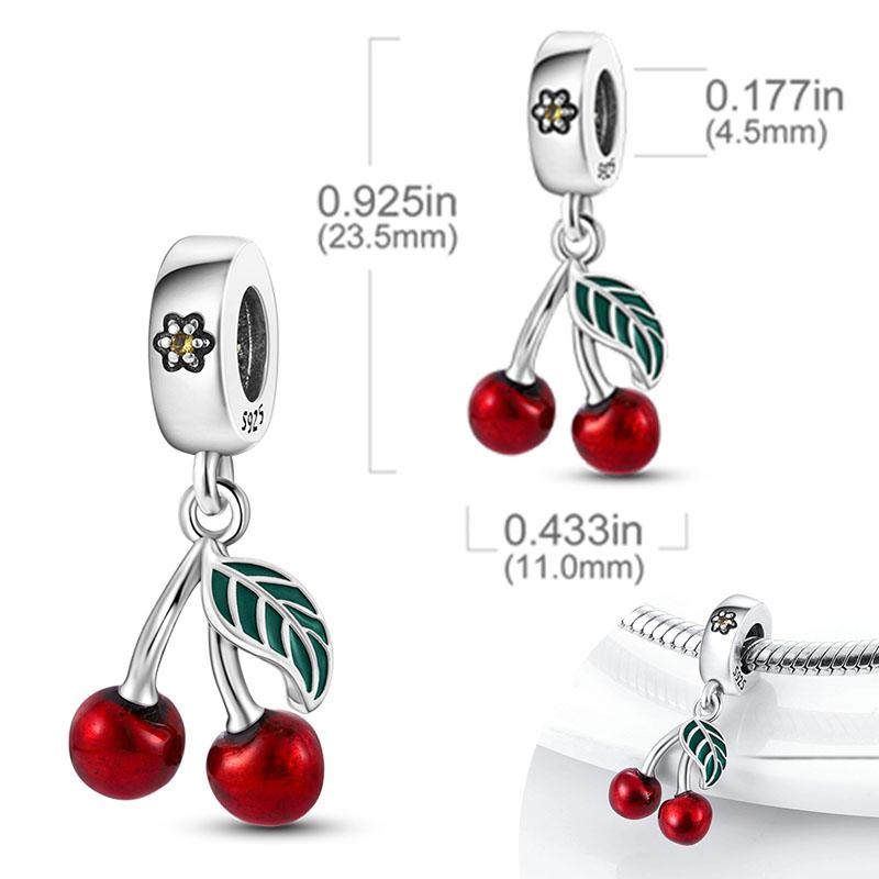 New Copper Plated Red Charms Beads Coffee Cherry Charm Pendant Fit Original Bracelet Diy Women Jewelry Accessories