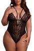 Carlita Black Lace Body Double Strap Plus Size - Amour by Le Desir - Bodysuits and Harnesses