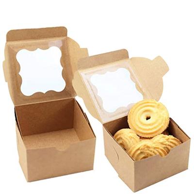 10 unidades Cajas de Regalo de Papel Marrón Envoltura Fiesta de Boda Galletas y Caramelos Cajas para Pastel Ventanas de PVC Transparente