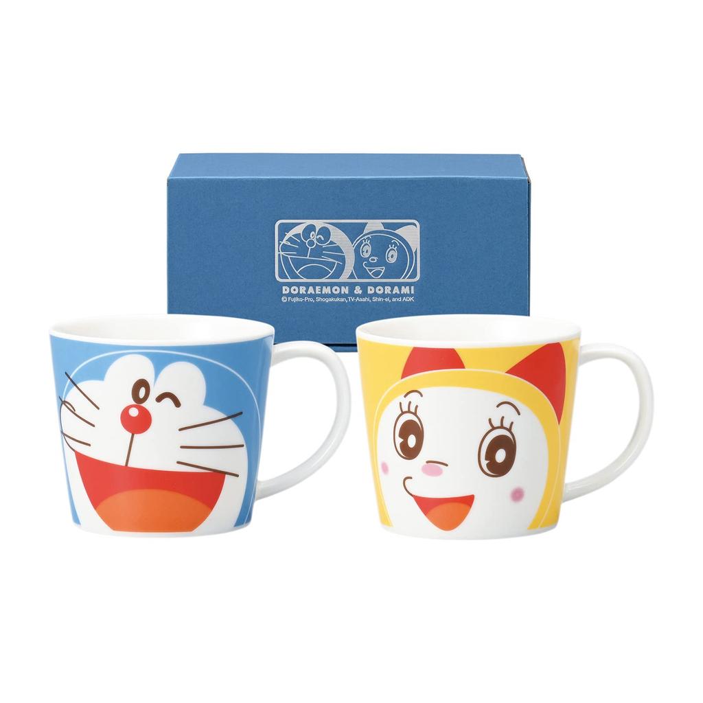 Kanesho Pottery Doraemon Dorami Pair New Set of Made In 070750 "Doraemon" & Mugs, Face, Medium, Approx. 280ml, 2, Japan,