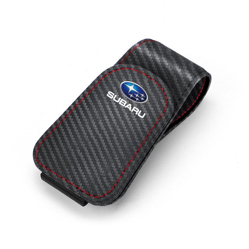 Leather Car Glasses Clip Credit Card Holder Ticket Clamp For Subaru STI WRX Forester Impreza Legacy Outback XV WAS Ascent Atenza Oi3