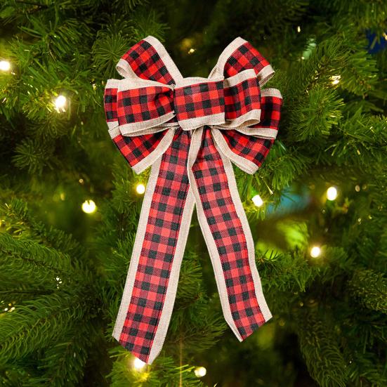 Large Christmas Bow Red Black Buffalo Plaid Christmas Wreath Bows Christmas Tree