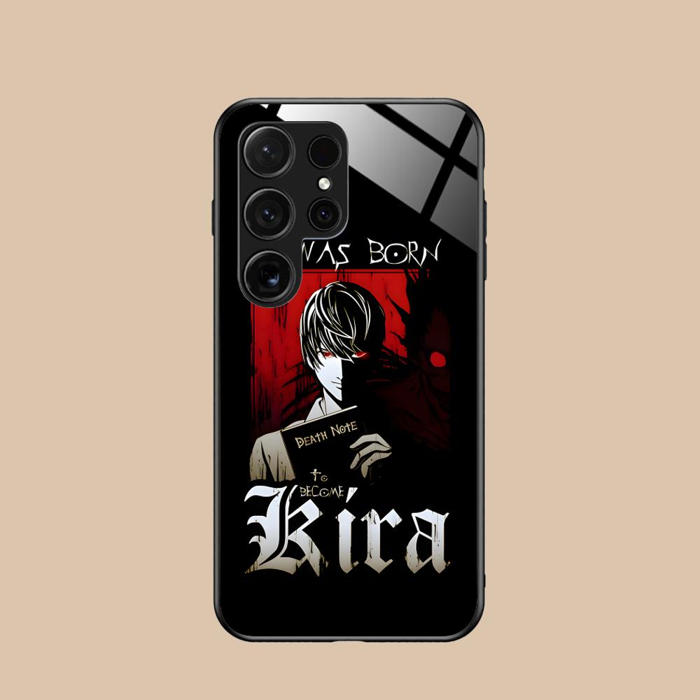 Death Note Kira Light Mobile Phone Case for Samsung Galaxy S26 S25 S24 S23 S22 S21 S20 Note20 Plus FE Ultra Glass Colorful Cover