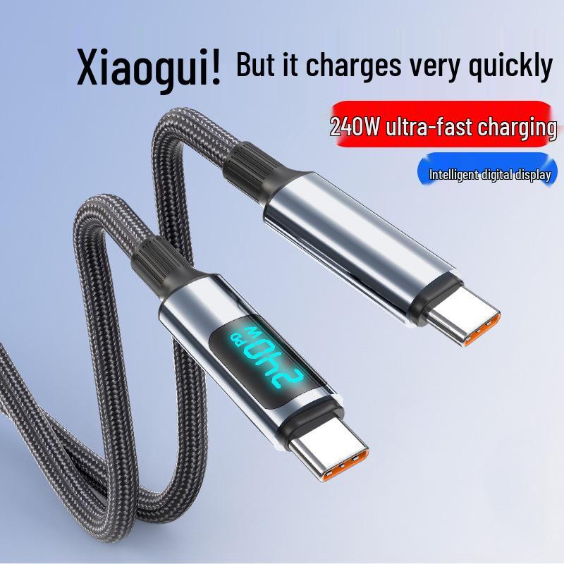 Cavo Doppio Tipo-C da 240W a Ricarica Rapida con Display Digitale per Apple, Huawei, Vivo, Oppo e Xiaomi