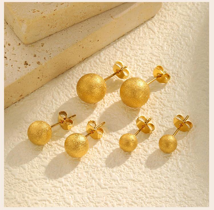 Matte Round Beads Ball Stud Earrings for Women, Stainless Steel Piercing Jewelry Hypoallergenic 6mm/8mm/10mm