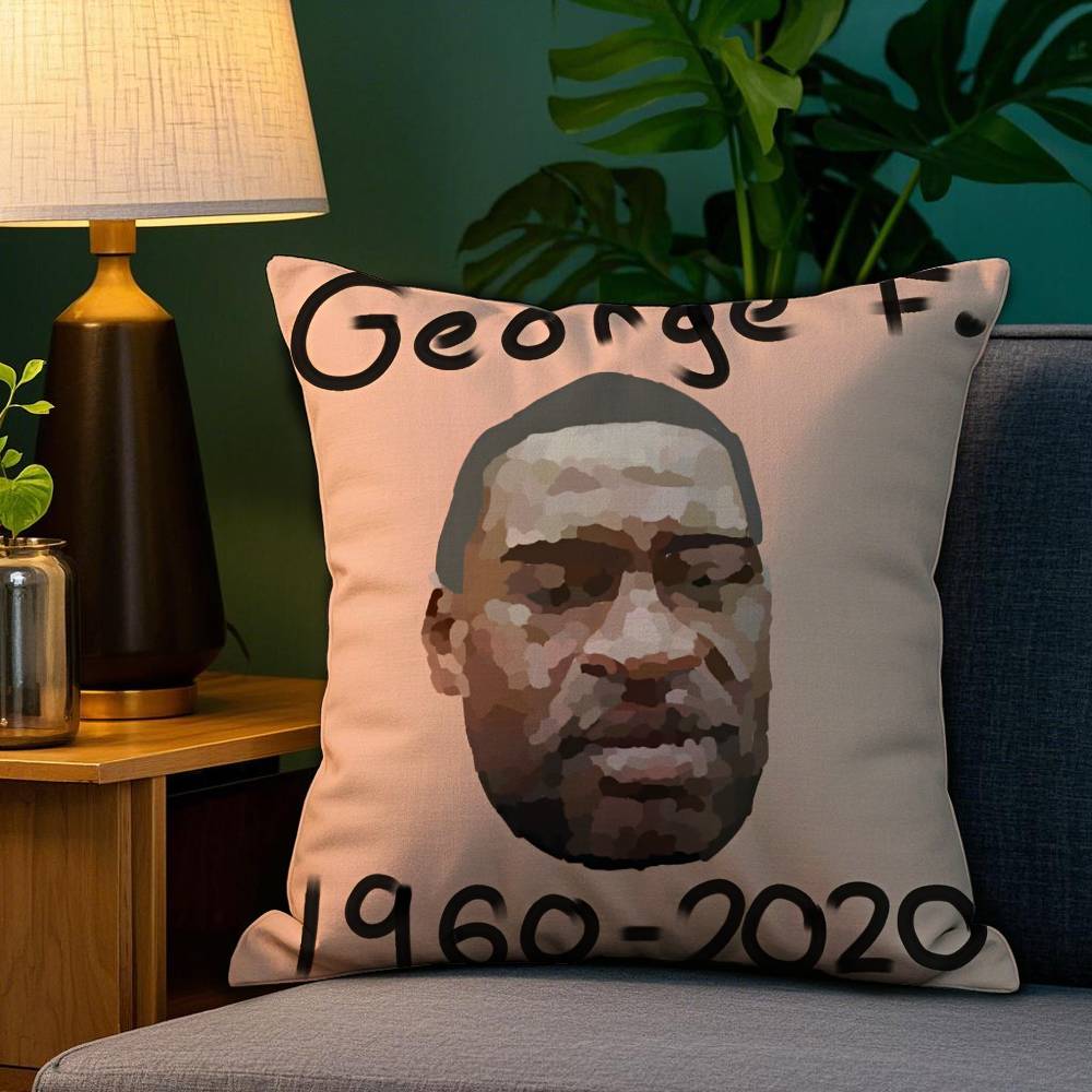 Famous G-George F-Floyd Pillow Case Anti-dustmite Pillowcase Invisible Zipper Silky Short Plush Sofa Cushion Cover
