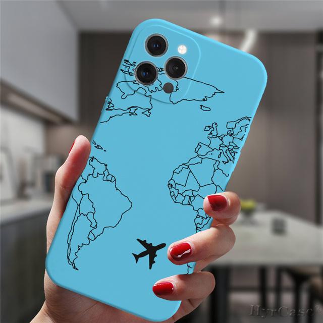 Für Iphone 13 12 11 14 Pro Max 14plus 13mini Fall Mode Luxus Beliebte Flugzeuge Weltkarte Reise Candy silikon Abdeckung