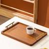 Rectangular Wood Serving Tray Metal Handles Breakfast Bread Plate Decorative Tray  Hotel