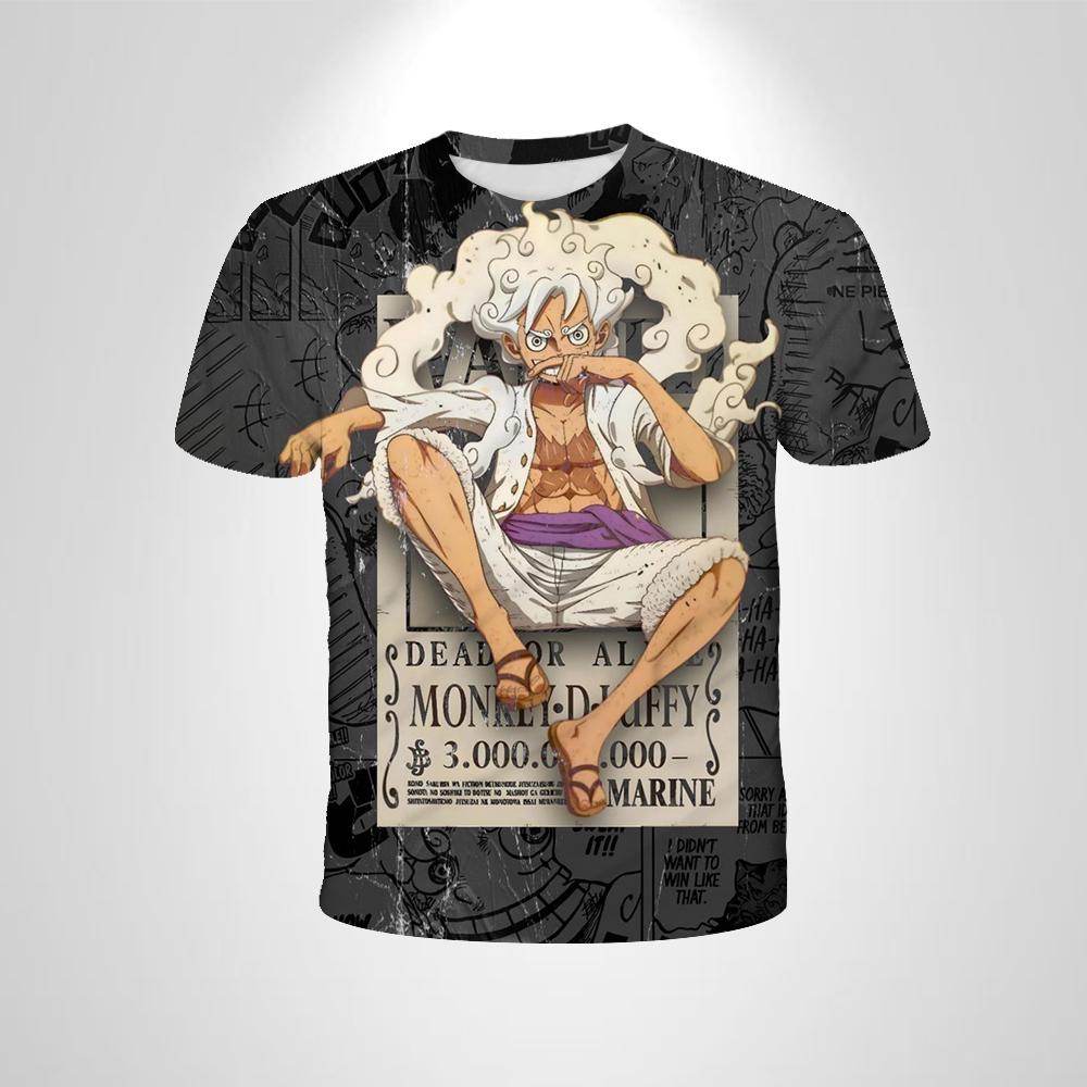 Anime One Piece Boy T-shirt Cosplay Luffy Men Cartoon Short-sleeved Cool Top Boy Loose Mens Clothing Casual T-shirt