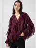 European and American V-Neck Layered Long-Sleeve Women's Spring/Summer Pullover Shirt