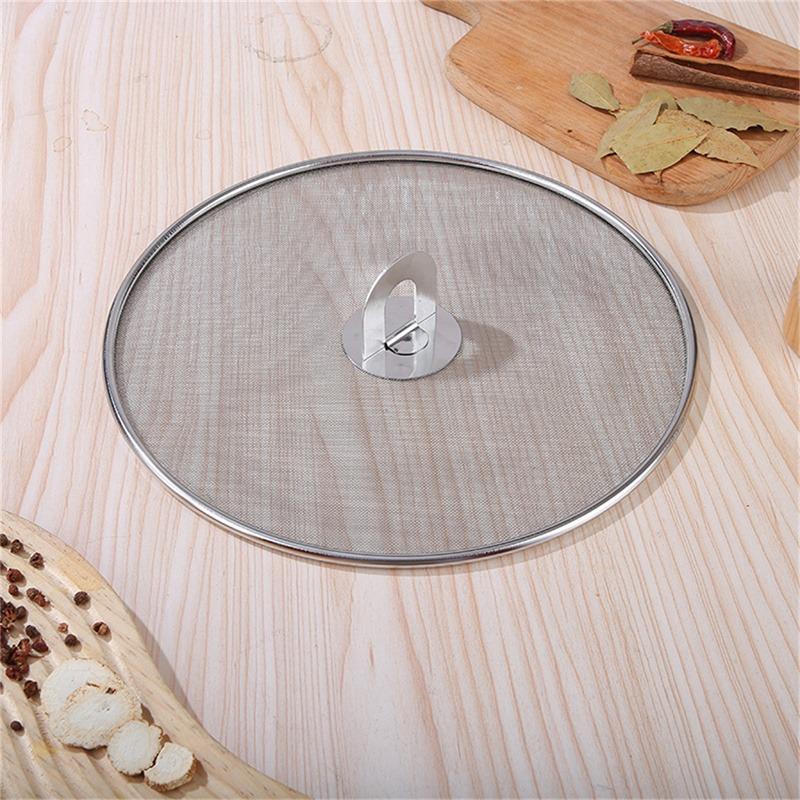 Stainless Steel Splatter Screen Mesh Pot Lid Cover Silver Oil Frying Pan Lid Cooking Tools Kitchen Accessories-Size 25/29/33cm