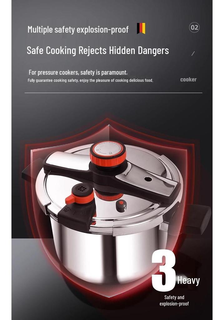 Denifei 304 Stainless Steel High-Pressure Cooker, Gas & Induction-Compatible, Thickened & Explosion-Proof.