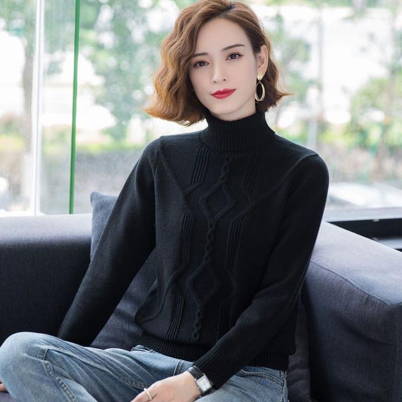 

Однотонный свитер-пуловер с круглым вырезом, повседневный свободный простой свитер с длинным рукавом, женская одежда 3XL чёрный