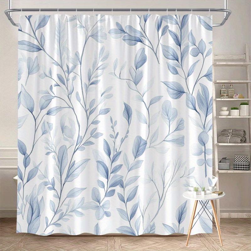 

Blue Watercolor Leaf Shower Curtain – Large Botanical Print, 2D Flat, Polyester, 70 X70 Inches W60H190(CM)-1 Pcs