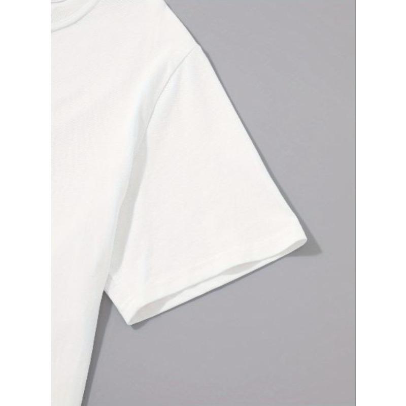 Übergröße Herren T-Shirt mit auffälligem Buchstabenprint, Lässiges Mode-T-Shirt, Streetwear Kurzarm Rundhals-Shirt