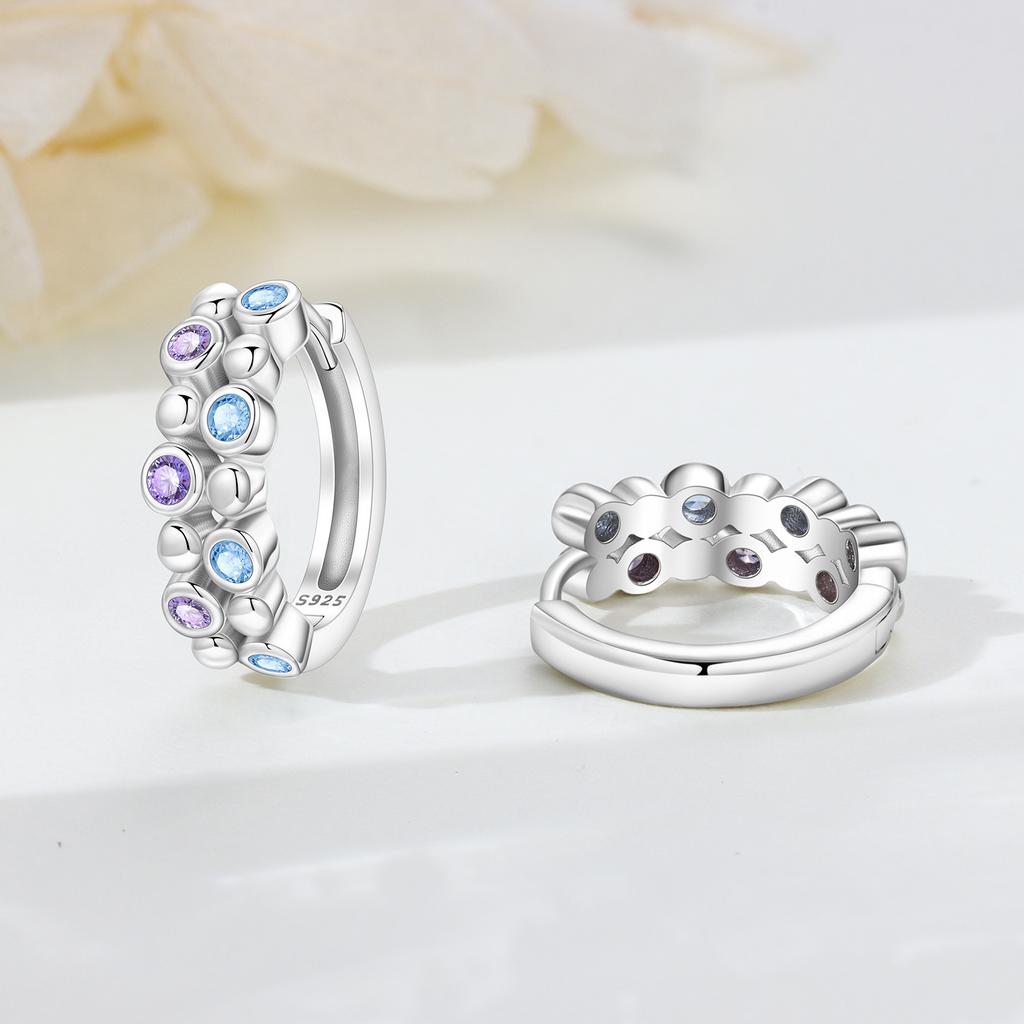S925 Silver Minimally Purple Blue Zircon Earrings Hoop Earrings Women Jewelry Trendy Anniversary Gifts