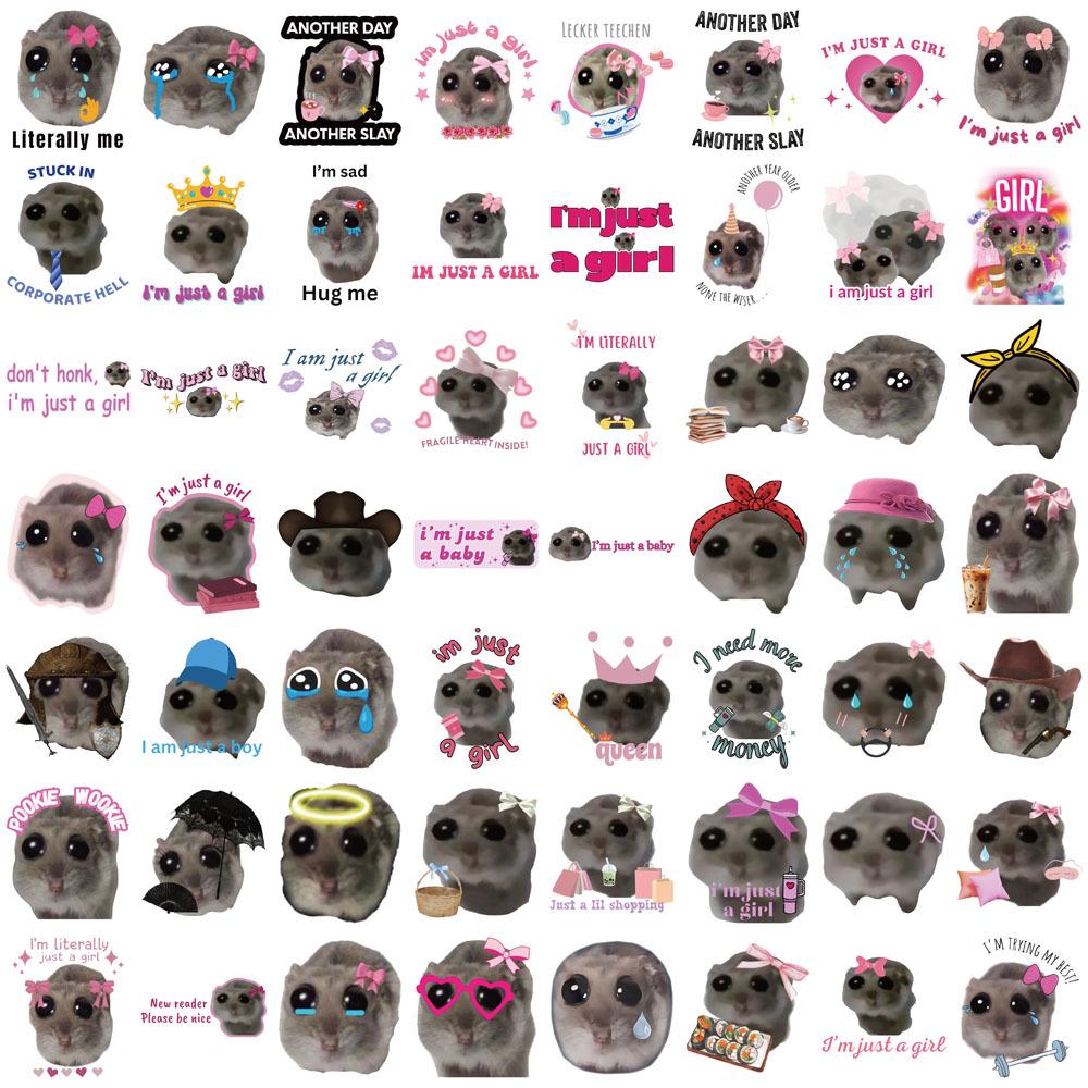 56-Piece Sad Hamster Meme Sticker Set for DIY Phone Cases & Laptops