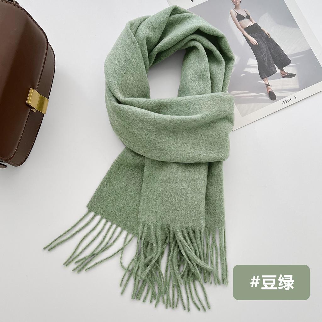 New solid color wool scarf autumn and winter versatile warm scarf couple atmosphere shawl