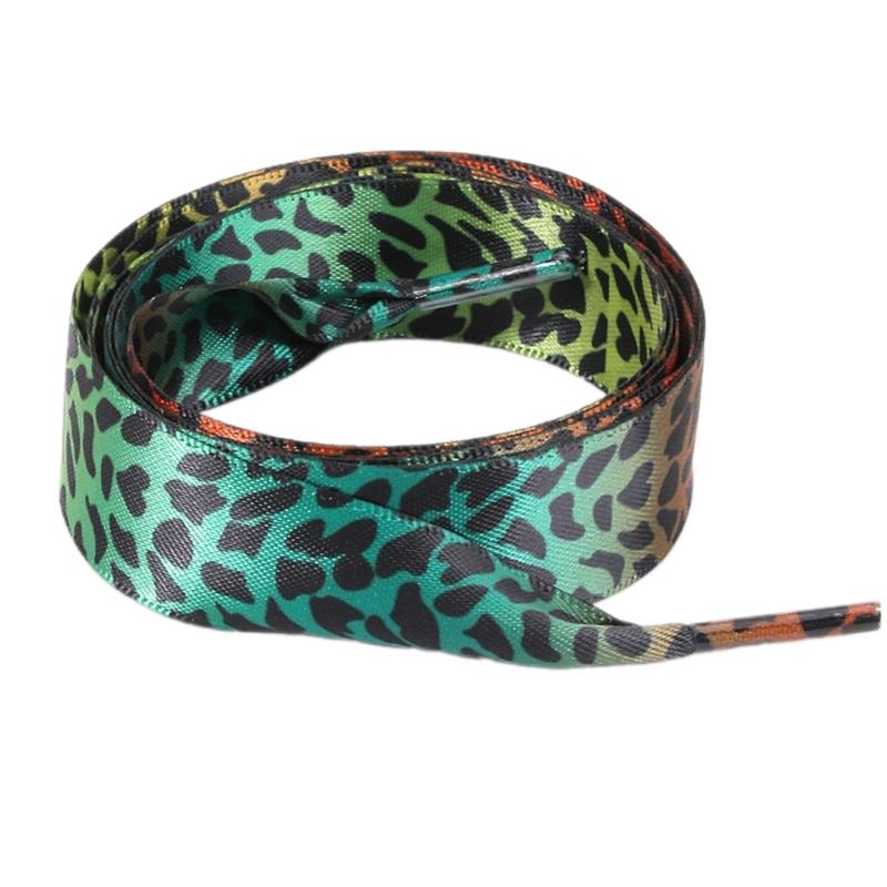 Silk Like Leopard Print Tie Dyeing Shoelaces For Sneakers Boot 120cm Length Shoe Strings Fashion Footwear Accessory