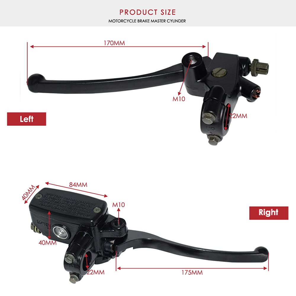 Motorcycle Brake, Clutch Lever, and Master Cylinder Set for 22mm Handlebars / Universal