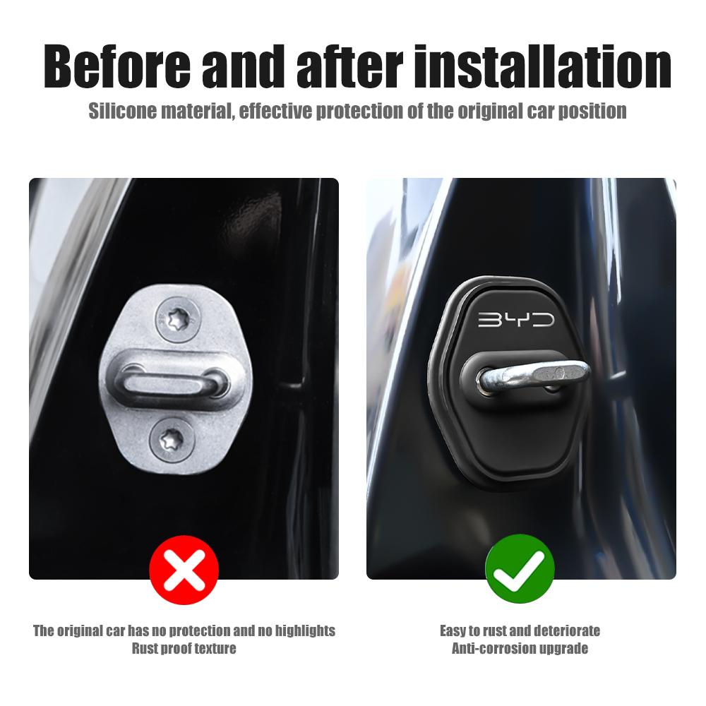 4Pcs Car Door Lock Cover Stainless Steel Cap Auto Accessories For BYD Atto 3 Han EV Dolphin Seagull Sealion Shark Tang DM-i Qin