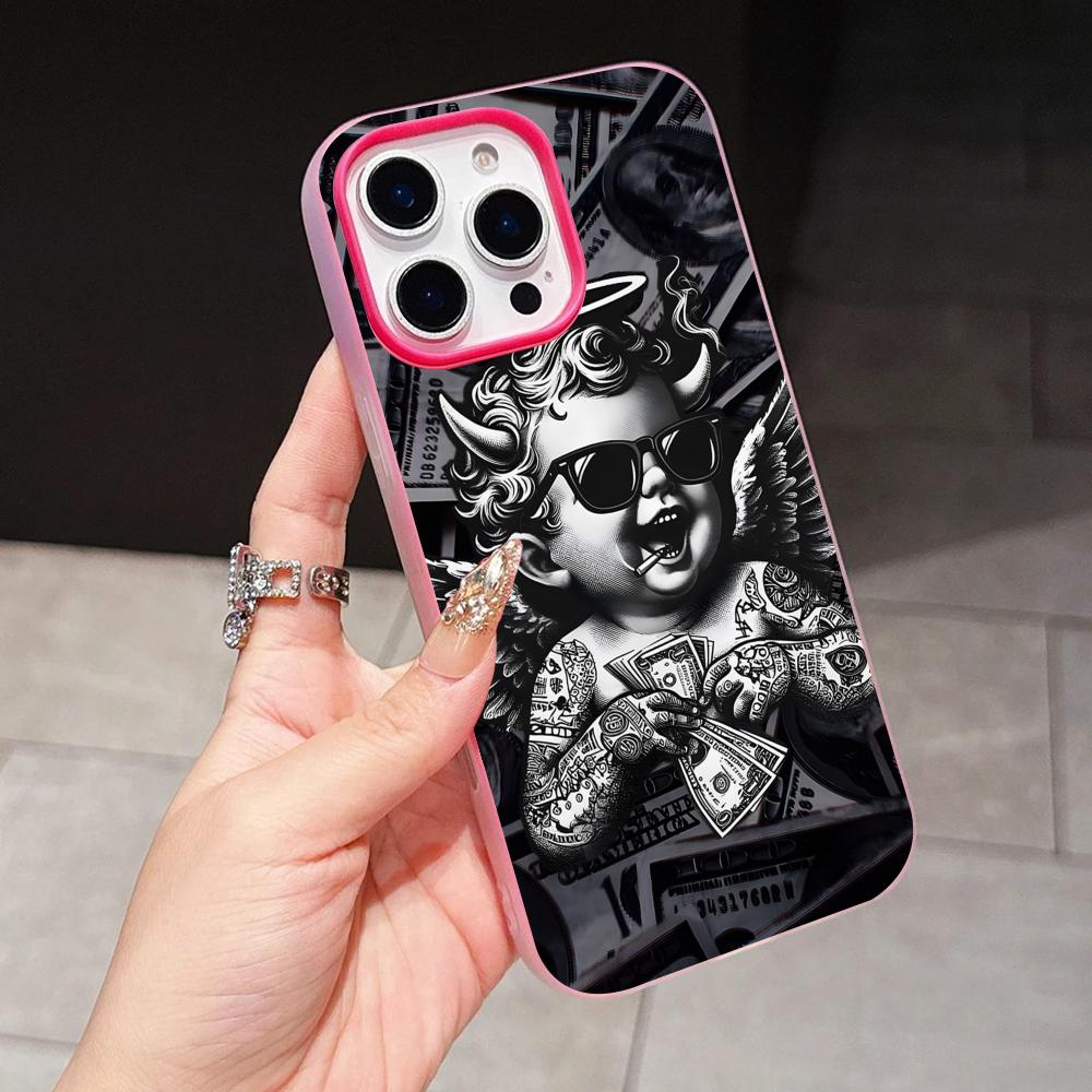 USD Dollar Jelly Double layer Rose Red Mobile Phone Case for iPhone 17 16 15 14 13 12 11 Air Pro Max Plus Protective