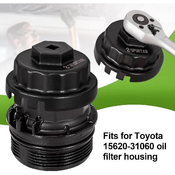 Spurtar Oil Filter Wrench For Toyota Cap Style Oil Filter Removal Tool 64Mm For Lexus, Camry, 4 Runner, RAV4, Tundra, Tacoma, Highlander, Sienna,