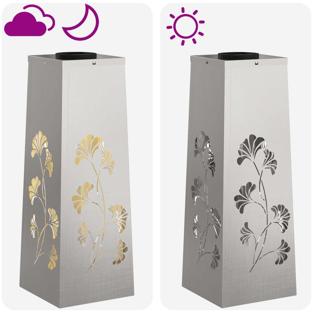 Solar LED Path Light 2 Pcs Silver Stainless Steel