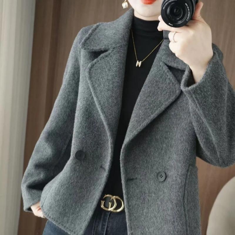 Damen S Kurzer Wollmantel Warme Wintermode Oberbekleidung