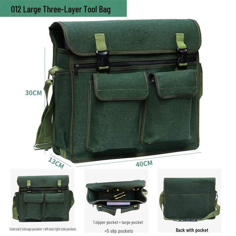 Sturdy Multifunctional Canvas Electrician Tool Bag - Durable, Wear-Resistant Hardware Organizer Pouch