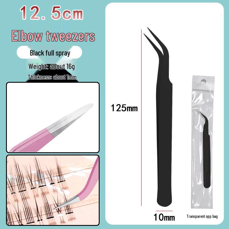 Colorful Stainless Steel Curved Tweezers for False Eyelashes and Planner Clips