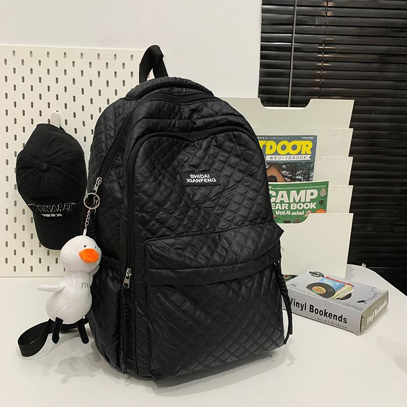 Schoolbag trendy brand schoolbag men's large-capacity high school students' cotton clothes rhombus backpack college students' thickened computer