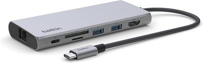 Belkin 7 in 1 Ethernet Hub PD 100W 4K HDMI SD-Karten-kompatibel mit INC009btSGY Download enthalten USB-C 2.5Gbps USB-C