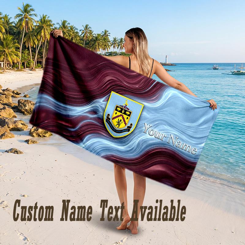 Burnley Football Design Beach Towel Custom Text Large Towel for Beach Vacation