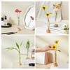 Glass Tube Vase with Wood Base Minimalist Flower Vase Single Stem Flower Vase for Flower Cuttings Home Table Centerpiece Office Desk