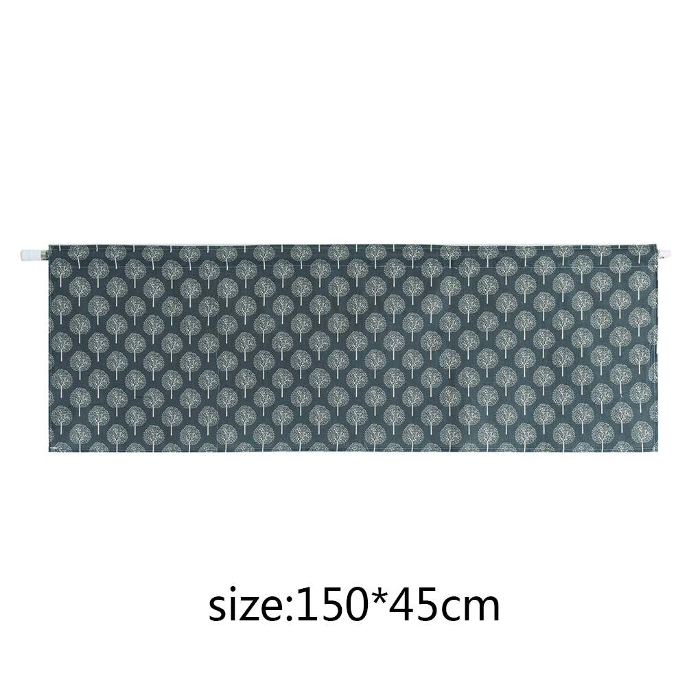 Printed Short Curtain Window Dressing Rod Kitchen Cabinent Door Decorative Valance Half Panels
