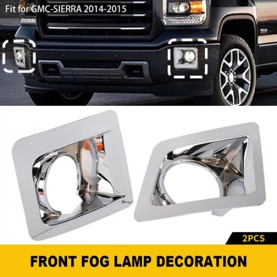 Chrome Front Grill Bumper Fog Light Lamp Trim Cover Decor For GMC SIERRA 2014-15