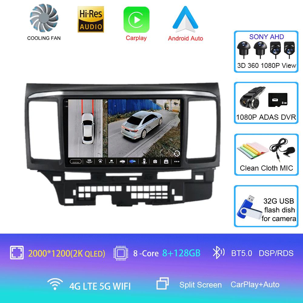 Android 14 Car Radio For MITSUBISHI LANCER 9 10 X 2008 2009 2010 2011 - 2016 9Inch Stereo Audio GPS Player Carplay Auto Screen