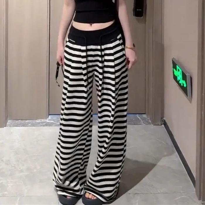 

Striped High Waist Wide Leg Women s Summer Pants - 2026 Collection Medium чорний