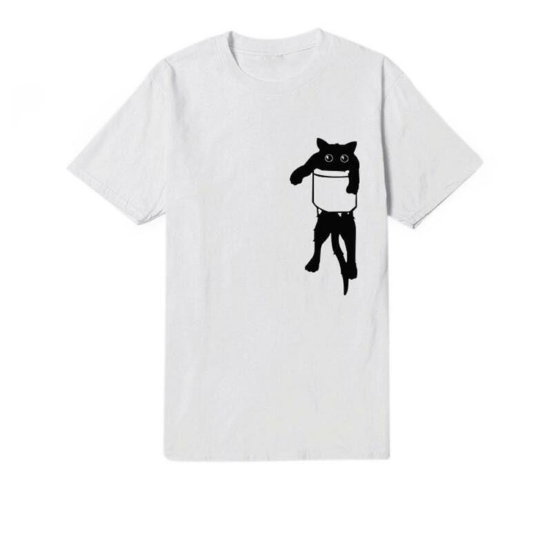 Solid Women Simple Cat Tshirt Loose Short Sleeve Casual Simple Pullover Tops
