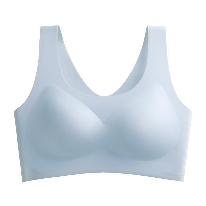 Big Breasts Show Small Gathering Ice Silk Beautiful Vest Bra Seamless Sports Bra Breathable and Small Without Steel Ring