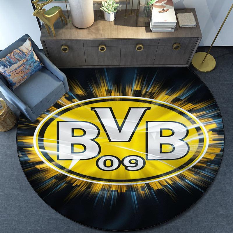 Borussia fcfc Round Rug for Livingroom,Bedroom, Palyroom, Chair Rug, Area rug, Circle Carpet, Large Size Fan Christmas gift