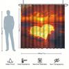 Sunset Heart Shower Curtain Set - Beach Scene, 12 Hooks, Water-Resistant Polyester, Modern Bathroom Decor