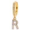 Luxury 26-Letter Pendant Earrings: Micro-set Zirconia Studs, Copper Plated with 18K Gold, European & American Style