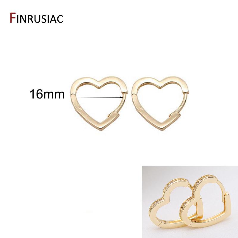 2025 New Trendy Gold Plated Heart Shaped Hook Earrings For Women Fashion Jewelry, 12mm 14 mm 16mm Zircon Heart Earring for Girl 1 Pair